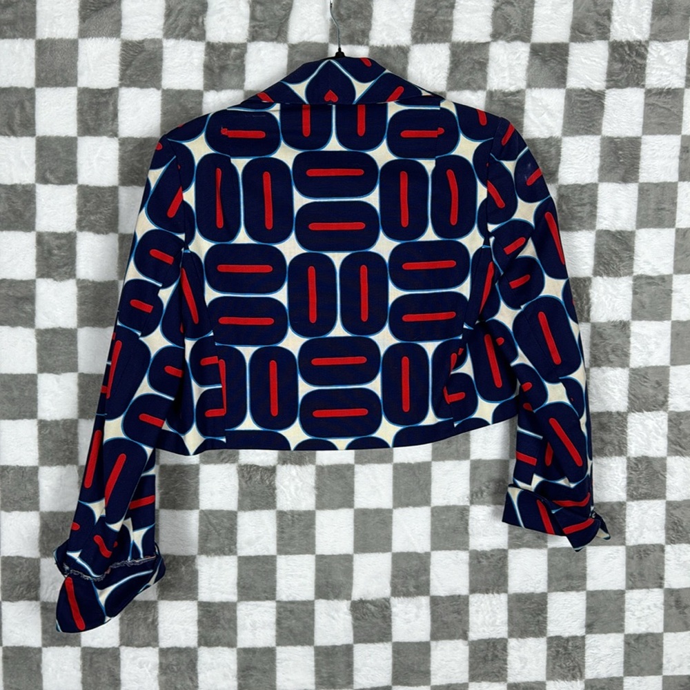 Retro blazer Mod 70βs Vintage union made ILGWU XS cropped white/blue/orange/red - Picture 5 of 8